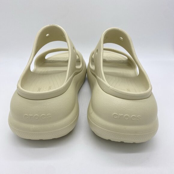 Crocs Classic Crush Sandals W12 M10 Bone Chunky Platform Wedge Two Strap Slides - Picture 3 of 12